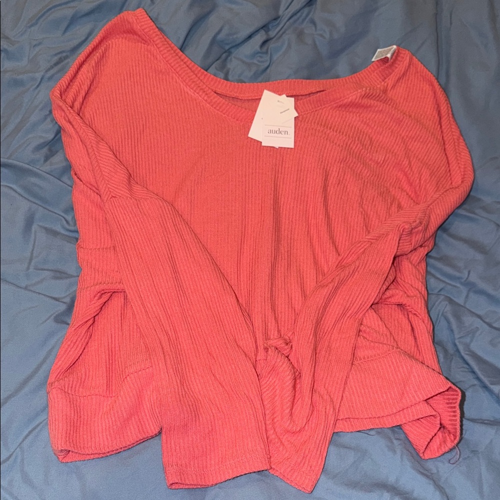Auden Women's Coral Ribbed Sweatshirt